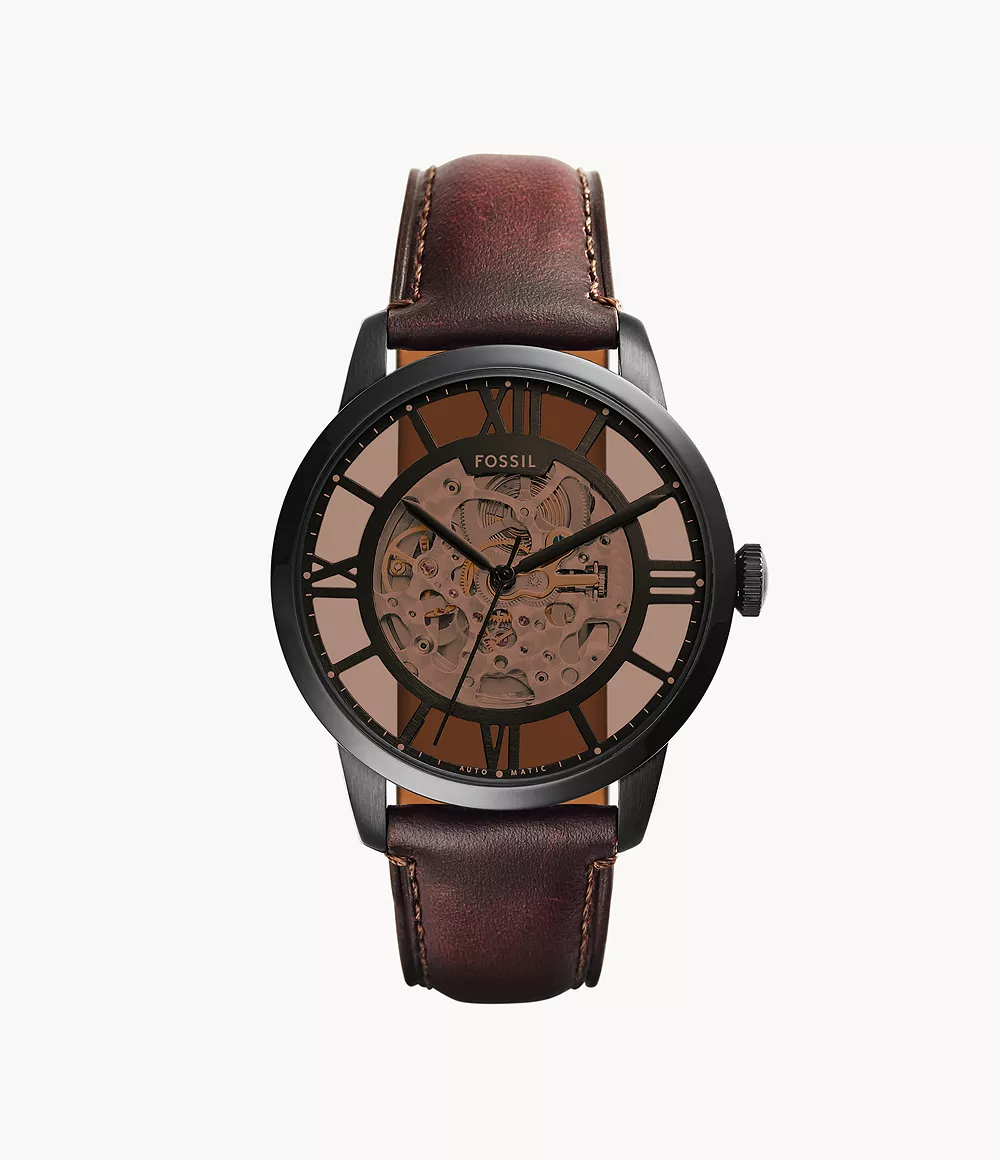 FOSSIL TOWNSMAN AUTOMATIC DARK BROWN LEATHER