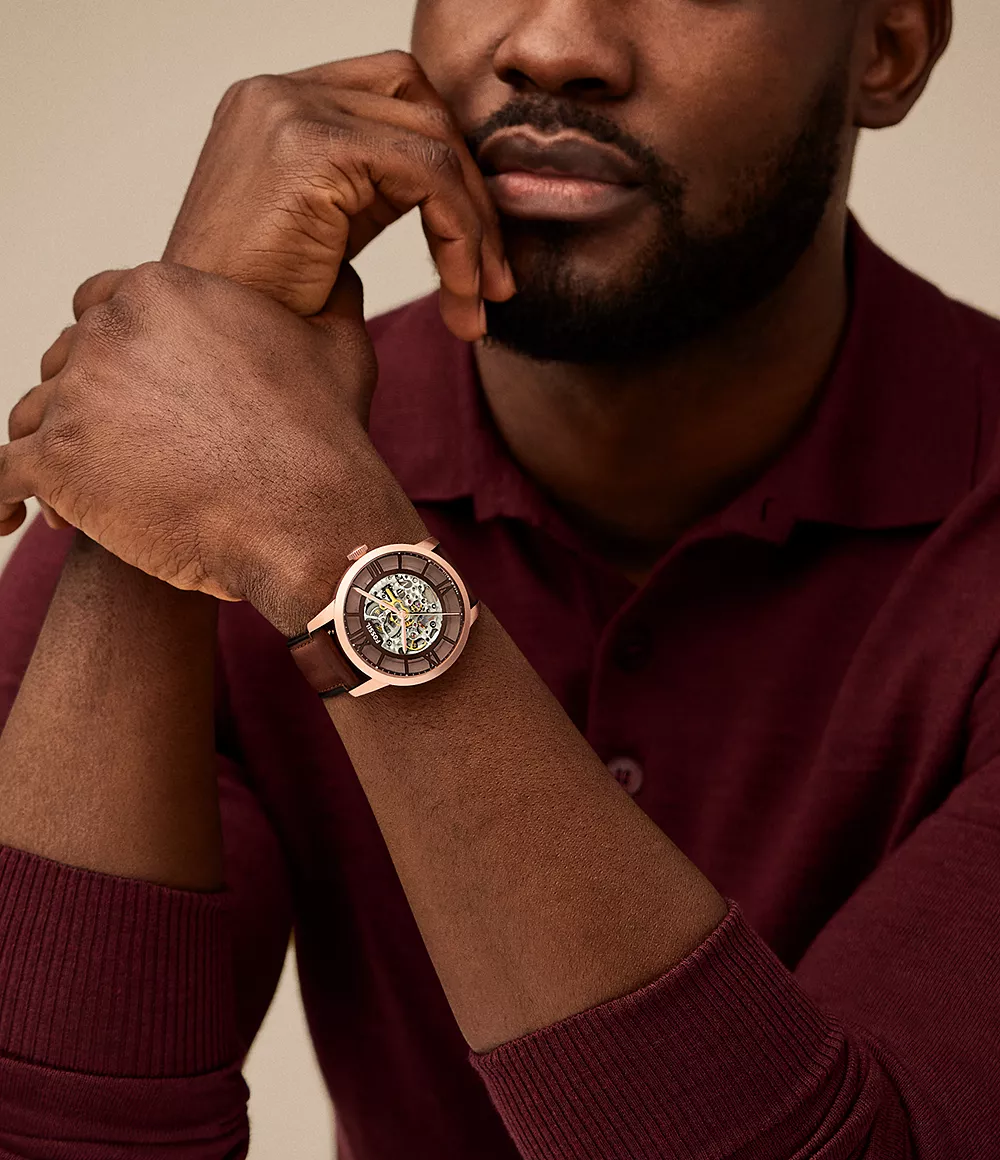 FOSSIL TOWNSMAN AUTOMATIC BROWN LEATHER WATCH - Image 4