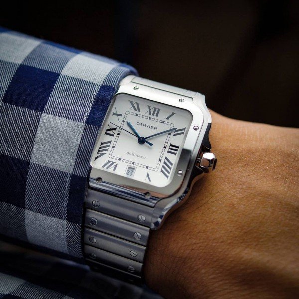 CARTIER SANTOS DE CARTIER WATCH SILVER WHITE - AUTOMATIC - Image 6
