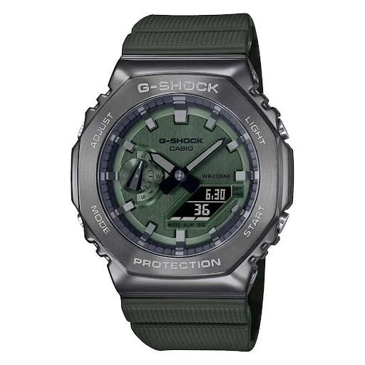 G-Shock Metal Covered Round Green Dial - Casual Watches